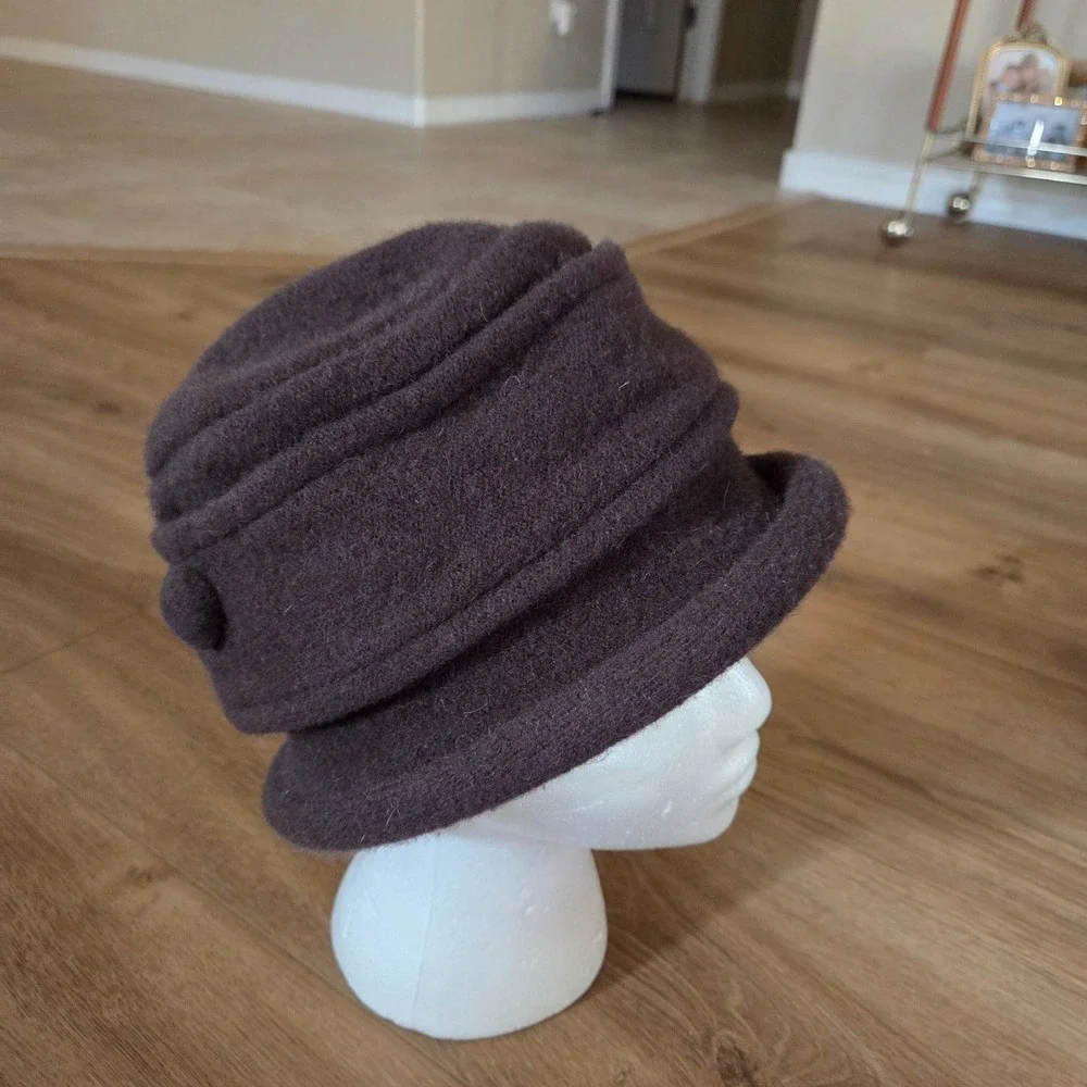 ADORA 1990s Womens Dark Brown Wool‎ Bucket Hat
